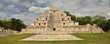 Front view of the main pyramid Mayan Edzna.