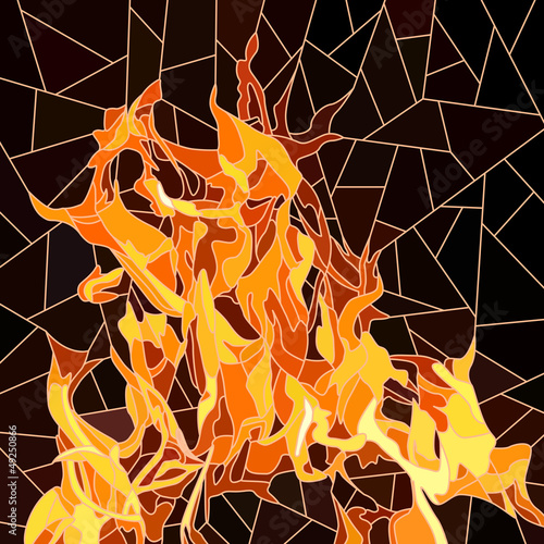 Obraz w ramie Vector of fire in mosaic.