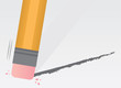 Pencil close up erasing a line