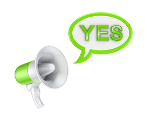 Sticker - Megaphone and word YES.