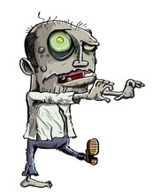 Cartoon Illustration Of Green Zombie