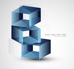 Sticker - 3d abstract blue colorful boxes vector