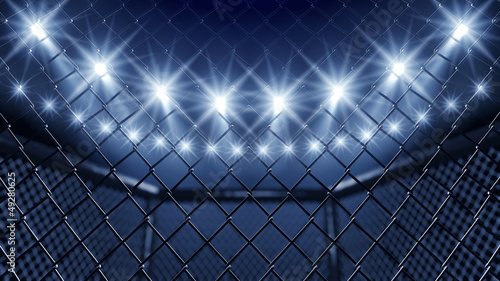 Obraz Dibond Klatka MMA i reflektory