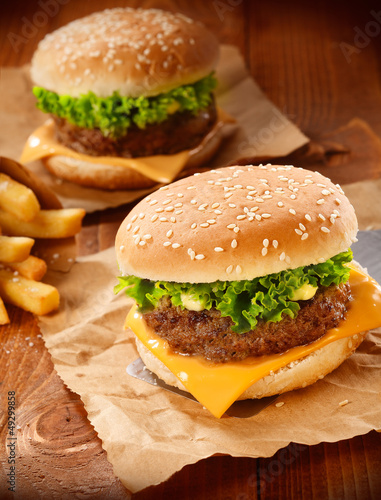 Naklejka samoprzylepna Hamburger i frytki