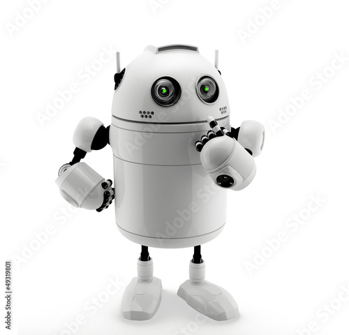 Naklejka dekoracyjna Robot standing in thinking pose.