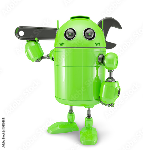 Naklejka ścienna Android with wrench. Repair concept