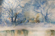 watercolor landscape - winter scenes on canvas