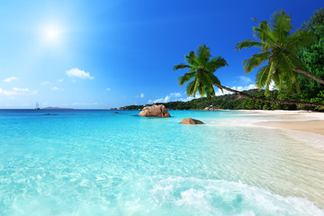 Wall Mural - anse lazio beach at praslin island, seychelles