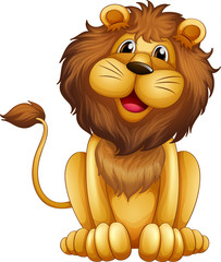 Poster - a happy lion in a sitting position