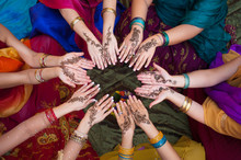 Henna Decorated Hands Arranged In A Circle