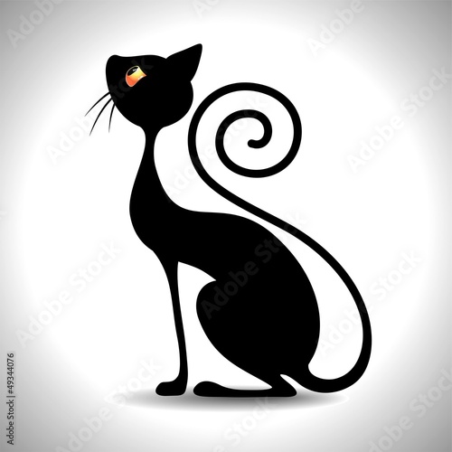 Tapeta ścienna na wymiar Gatto Nero Art Deco - Black Cat Vintage Art Design-Vector