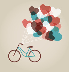 Wall Mural - Valentine's card with tandem bicycle