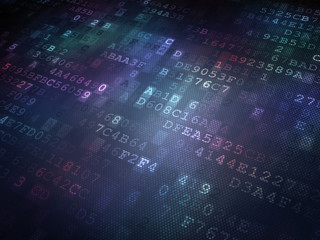 Poster - Technology concept: binary code digital background