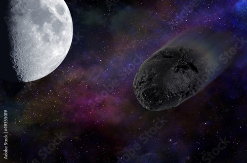 Obraz na płótnie canvas Asteroida przechodząca przez księżyc