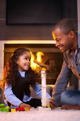 Sticker - Father and beautiful daughter playing at home