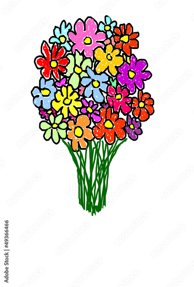 Blumenstrauß von Kind gemalt Stock Illustration