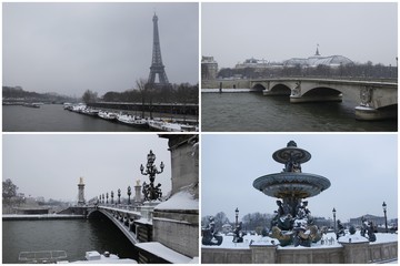 Poster - Paris sous la neige en hiver