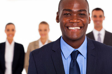 Wall Mural - african american businessman in front of group colleagues