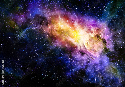 Plakat na papierze fotorealistycznym Gwiaździsty, głęboki kosmos, nebual i galaktyka