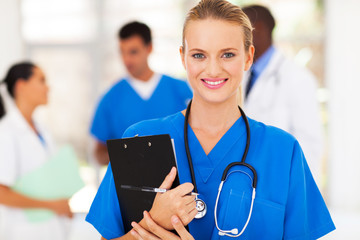 Wall Mural - smart female healthcare worker in hospital