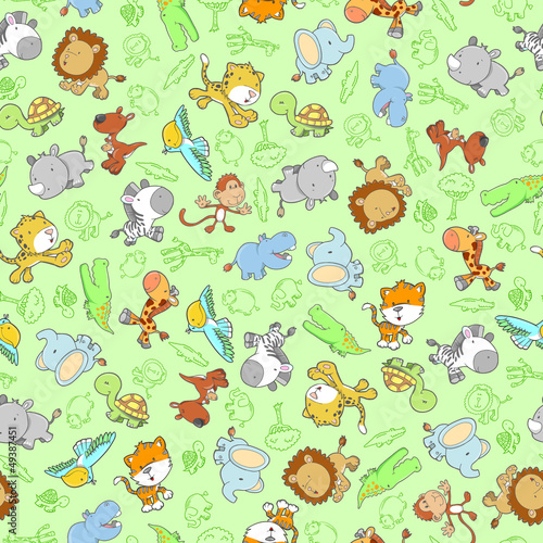 Plakat na zamówienie Animal Wildlife Safari Seamless Pattern Vector