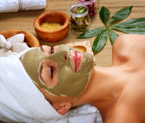 Spa Mud Mask. Woman in Spa Salon