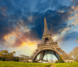 Wonderful view of Eiffel Tower in Paris. La Tour Eiffel with sky