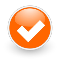 Fototapete - accept orange circle glossy web icon on white background