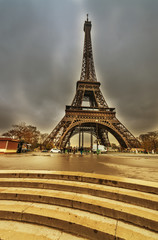 Wall Mural - Magnificence of Eiffel Tower, view of powerful landmark structur