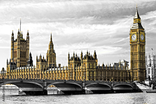 Naklejka - mata magnetyczna na lodówkę The Big Ben, and the House of Parliament, London, UK.