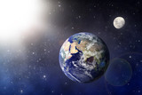 Fototapeta Niebo - Earth and Moon