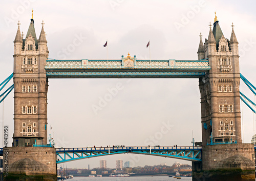 Fotoboard na płycie Tower Bridge, Londyn, Wielka Brytania