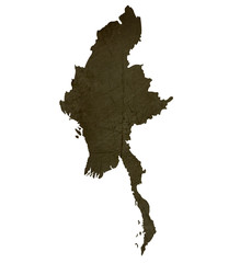 Wall Mural - Dark silhouetted map of Burma