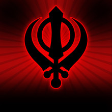 Sikh Symbol - Red Black Burst
