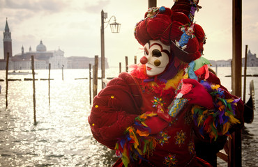 Wall Mural - Venetian clown with puppet