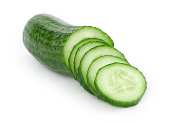 Canvas Print - Cucumber and slices isolated over white background