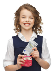 Poster - girl with purse and paper money