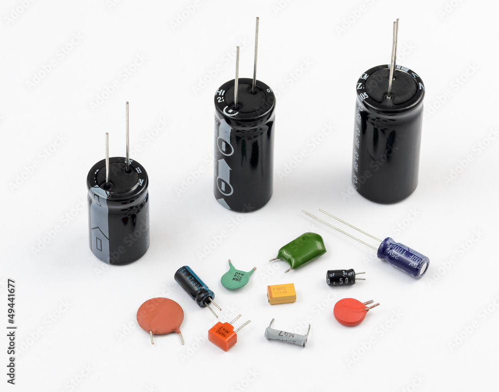 Capacitors. Various Kinds Stock Photo | Adobe Stock
