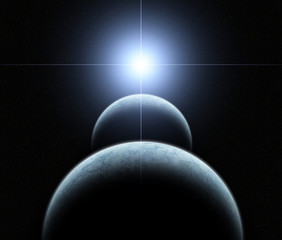 Wall Mural - double planet system with rising star