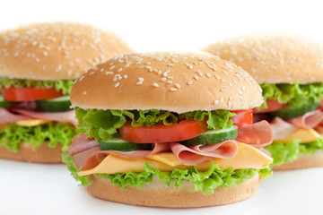 Sandwiches isolated on white background