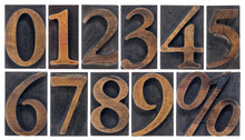 Isolated Numbers In Wood Type