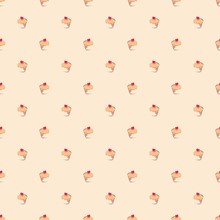 Seamless Vector Pattern Little Cupcakes, Muffins, Sweet Cake