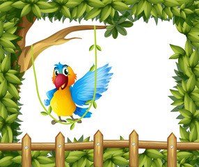 Wall Mural - A parrot swinging the vine plant