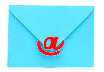 An envelope with an e-mail sign. Modern communication.