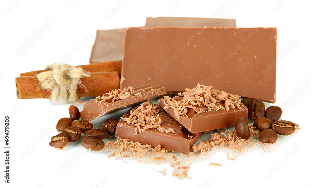 Milk chocolate isolated on white