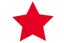 Red Felt Star Isolated On A White Background