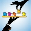 Illustration of buying a house - A customer choosing a house