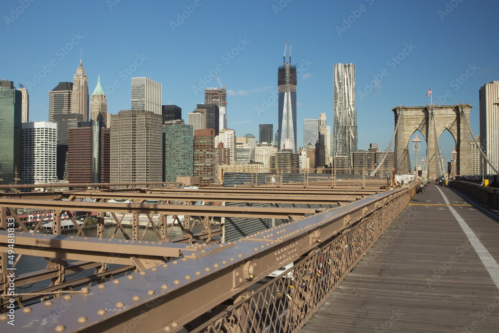 Lower Manhattan from the Brooklyn Bridge - obrazy, fototapety, plakaty 