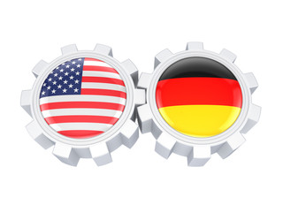 Poster - American and german flags.