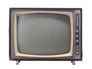 vintage television isolated on white background